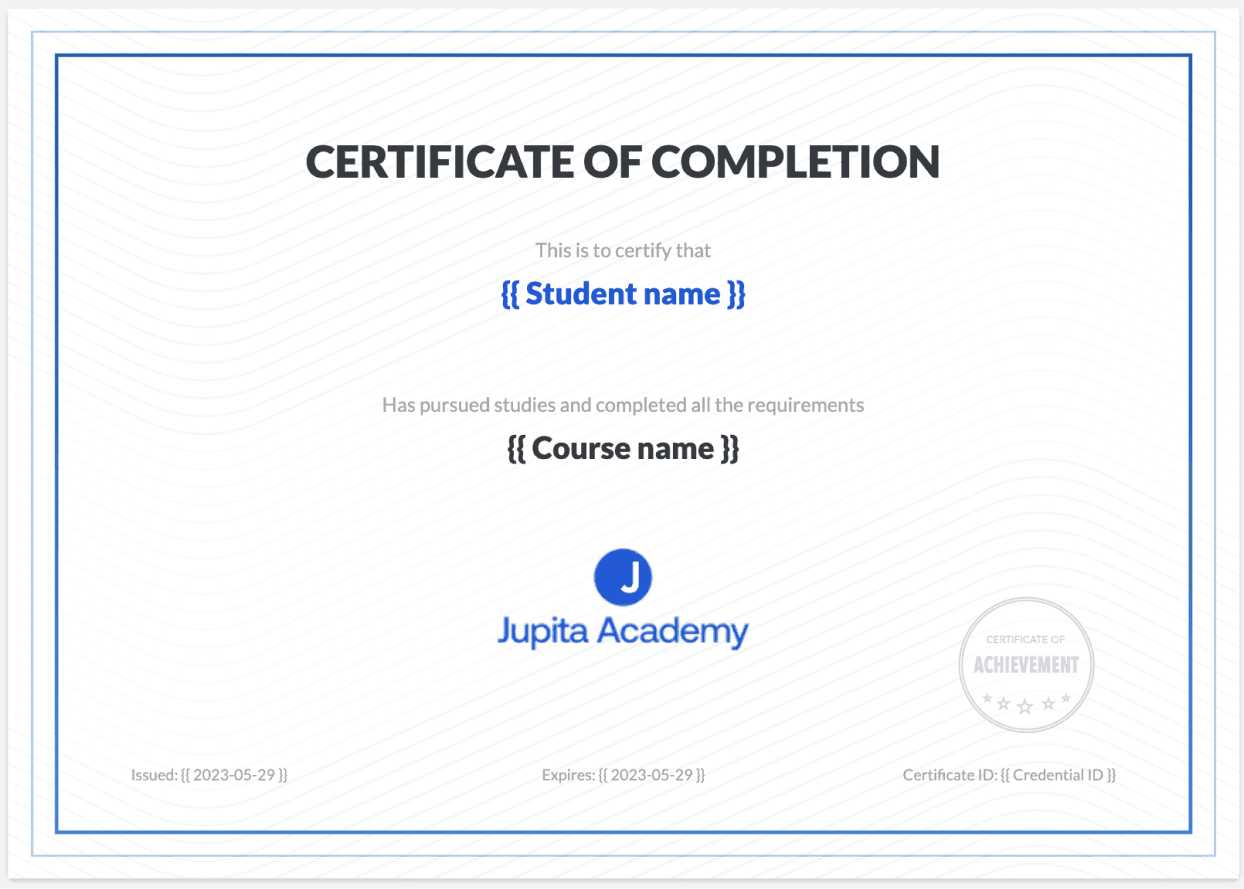 Certificate sample